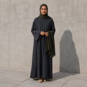 Orford closed abaya — Abayas & Robes by RUQYAH. worn by a model.