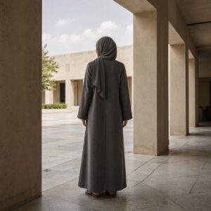 Holloway closed abaya — Abayas & Robes by RUQYAH. worn by a model.