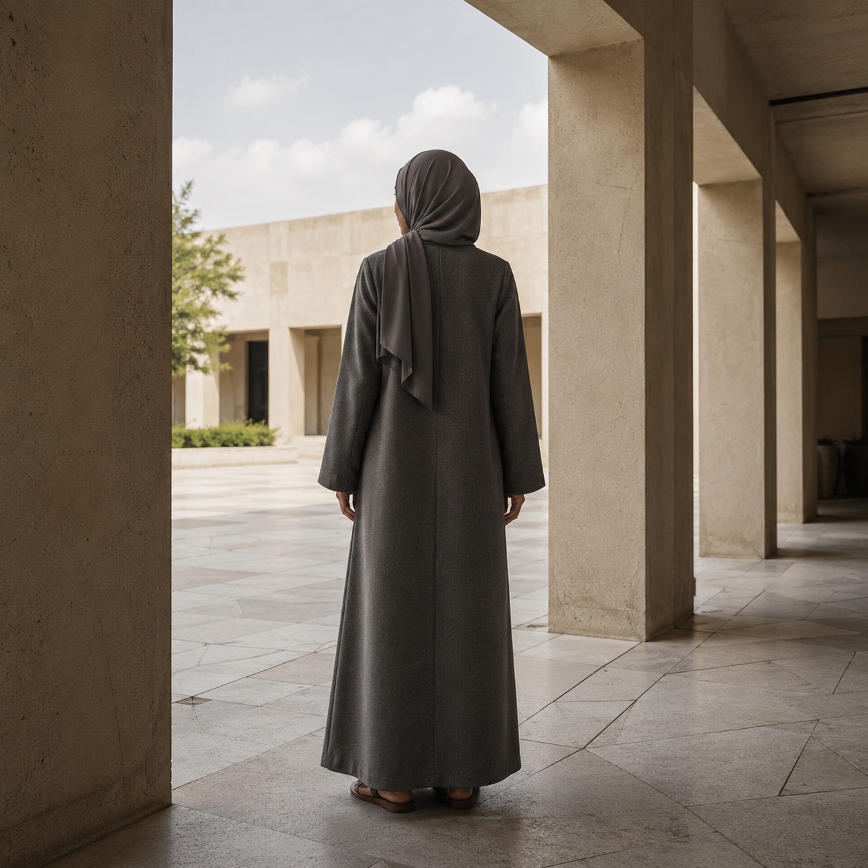 Holloway closed abaya — Abayas & Robes by RUQYAH. worn by a model.