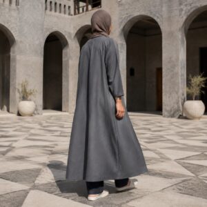 Brackenmoor closed abaya — Abayas & Robes by RUQYAH. worn by a model.