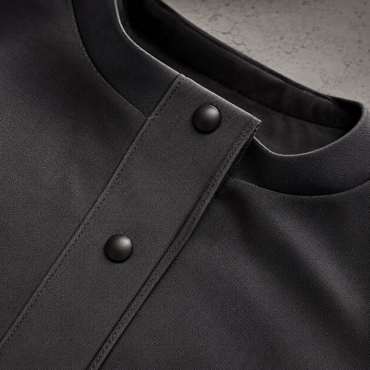 Fenwick closed abaya — Abayas & Robes by RUQYAH. close detail of the fabric and finish.