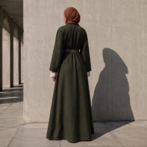 Wyndale open-front abaya — Abayas & Robes by RUQYAH. worn by a model.