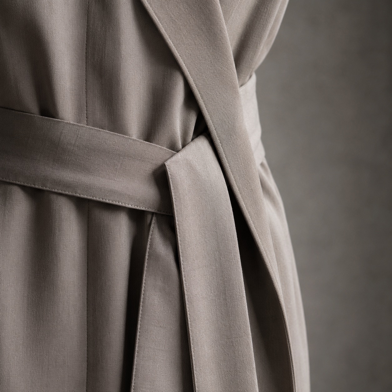 Quantock belted robe — Abayas & Robes by RUQYAH. close detail of the fabric and finish.
