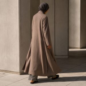 Lindisfarne closed abaya — Abayas & Robes by RUQYAH. worn by a model.