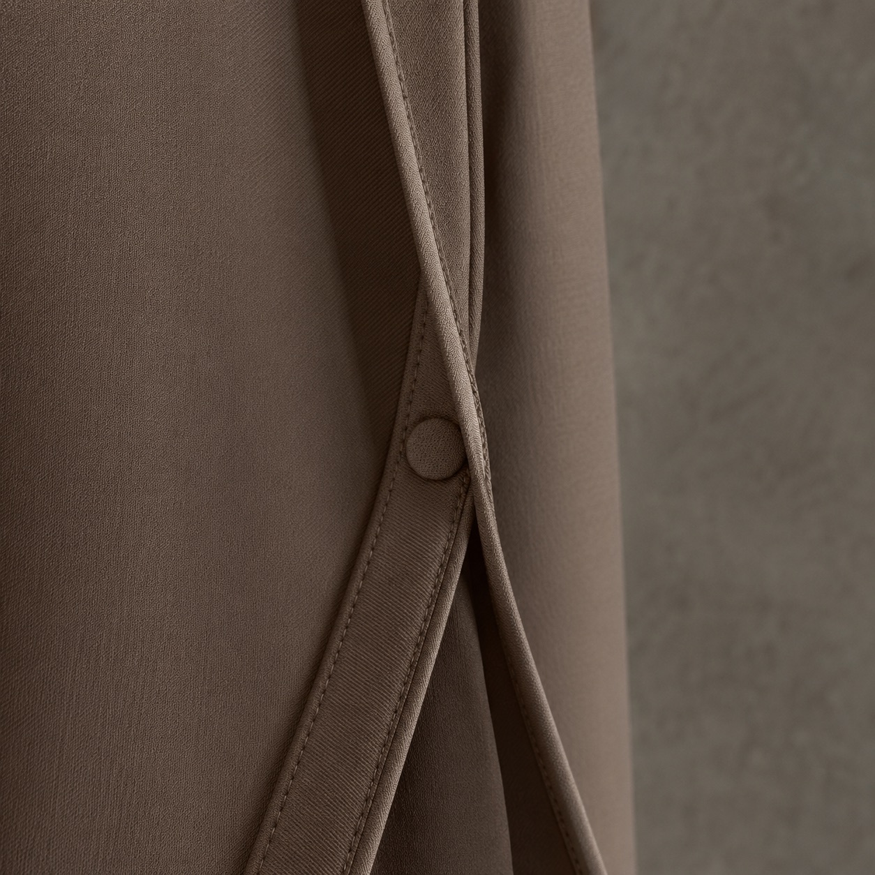 Marlow open-front abaya — Abayas & Robes by RUQYAH. close detail of the fabric and finish.