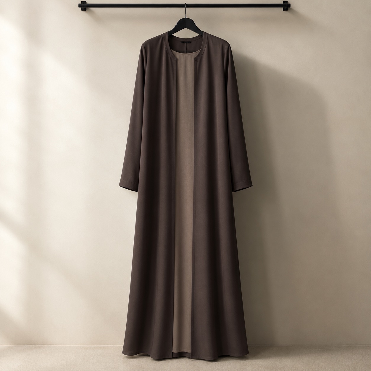 Brackenmoor open-front abaya — Abayas & Robes by RUQYAH. product photograph on a white background.