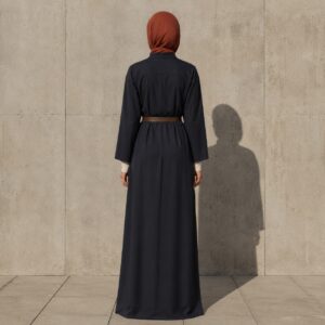 Elmsett closed abaya — Abayas & Robes by RUQYAH. worn by a model.