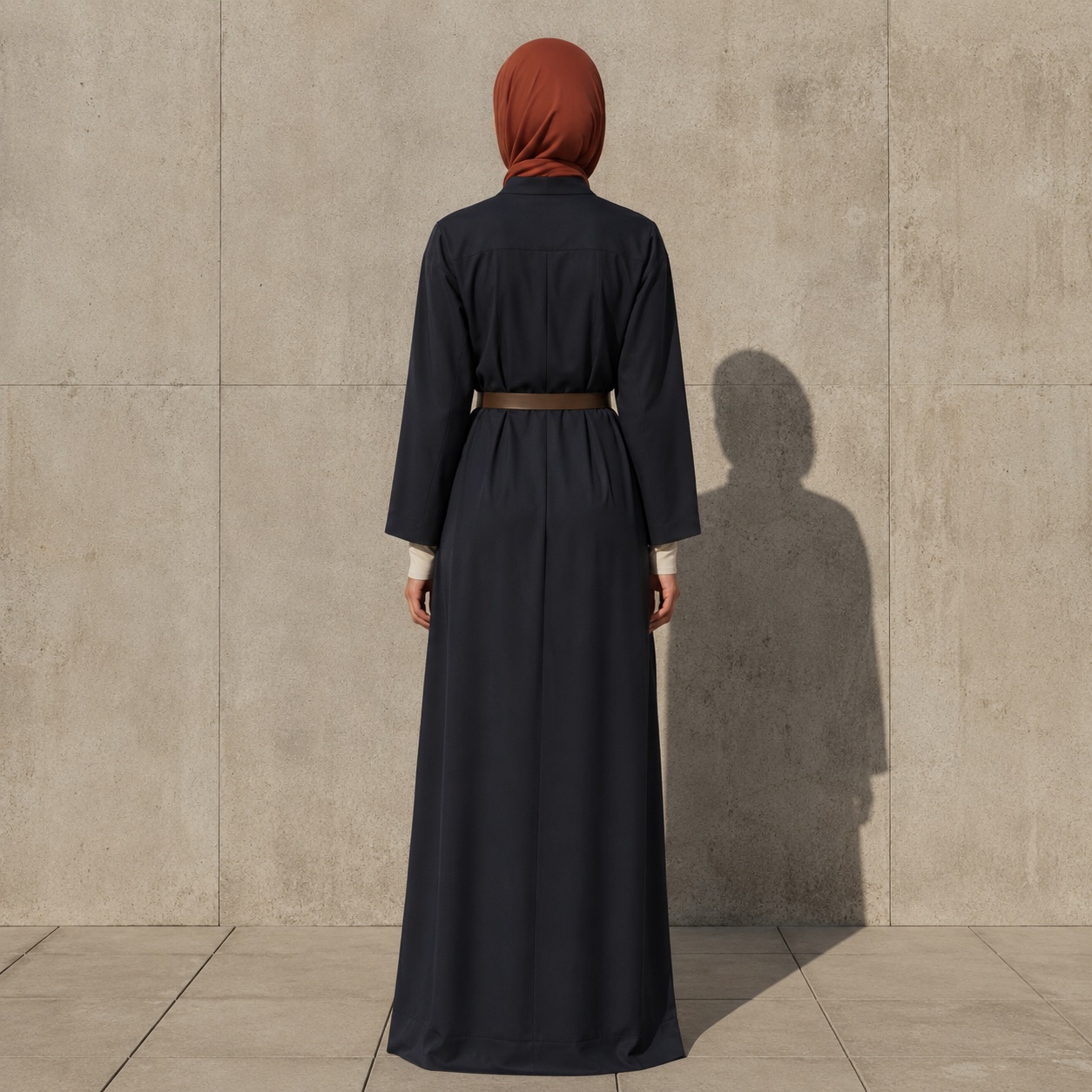 Elmsett closed abaya — Abayas & Robes by RUQYAH. worn by a model.