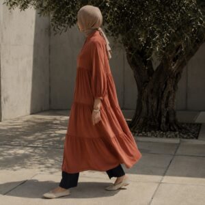 Rowanhill tiered maxi dress — Long Dresses by RUQYAH. worn by a model.