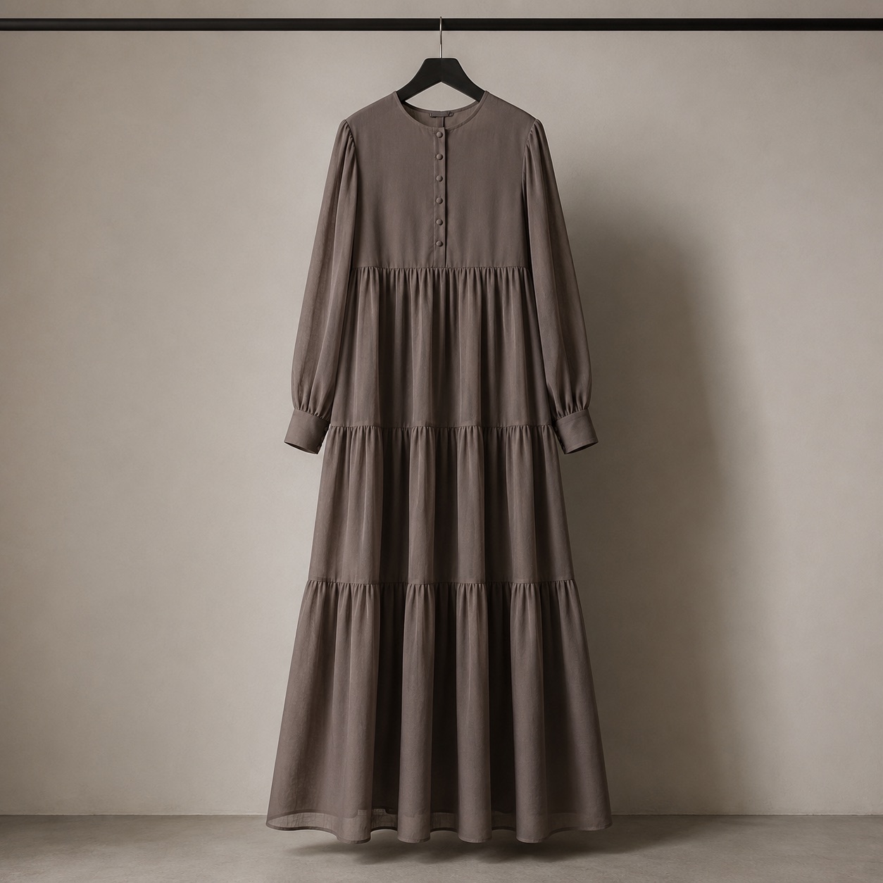Nettlebed tiered maxi dress — Long Dresses by RUQYAH. product photograph on a white background.