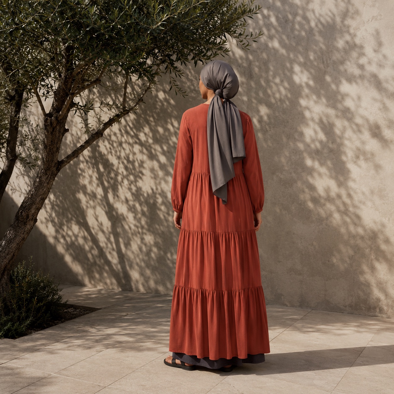 Nettlebed tiered maxi dress — Long Dresses by RUQYAH. worn by a model.