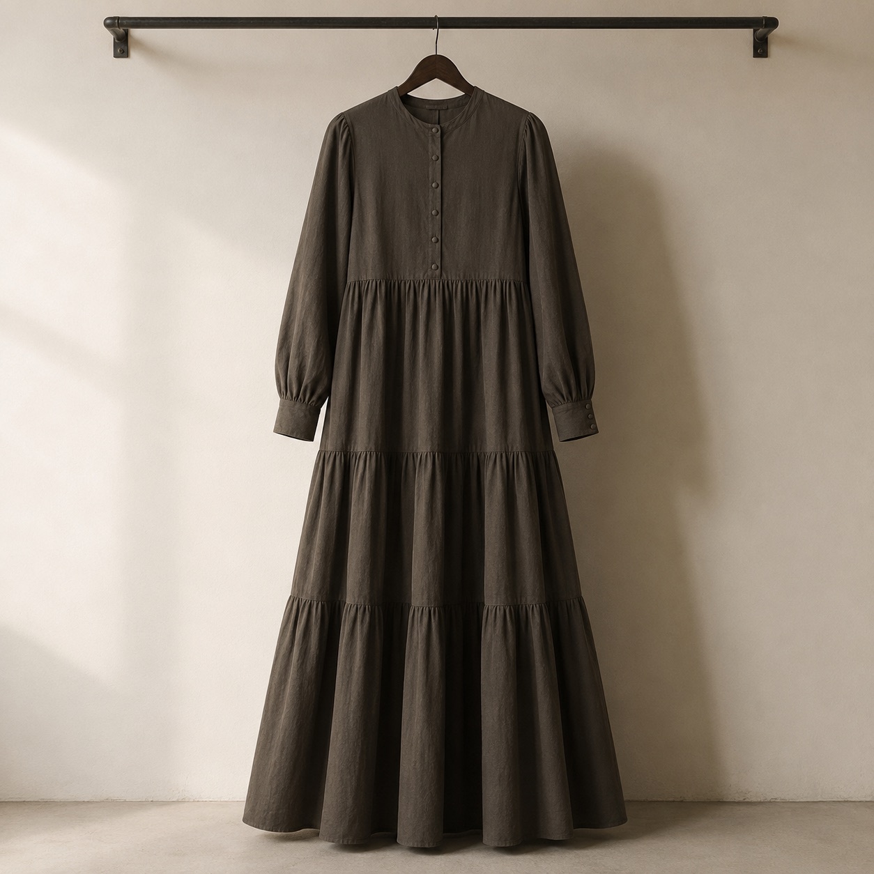 Fenwick tiered maxi dress — Long Dresses by RUQYAH. product photograph on a white background.
