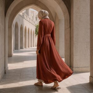 Kestrel shirt dress — Long Dresses by RUQYAH. worn by a model.