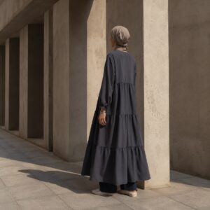 Orford tiered maxi dress — Long Dresses by RUQYAH. worn by a model.