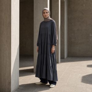 Orford tiered maxi dress — Long Dresses by RUQYAH. worn by a model.