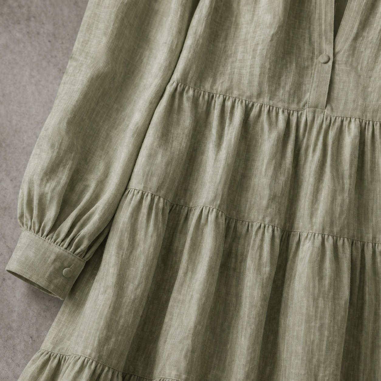 Quantock tiered maxi dress — Long Dresses by RUQYAH. close detail of the fabric and finish.