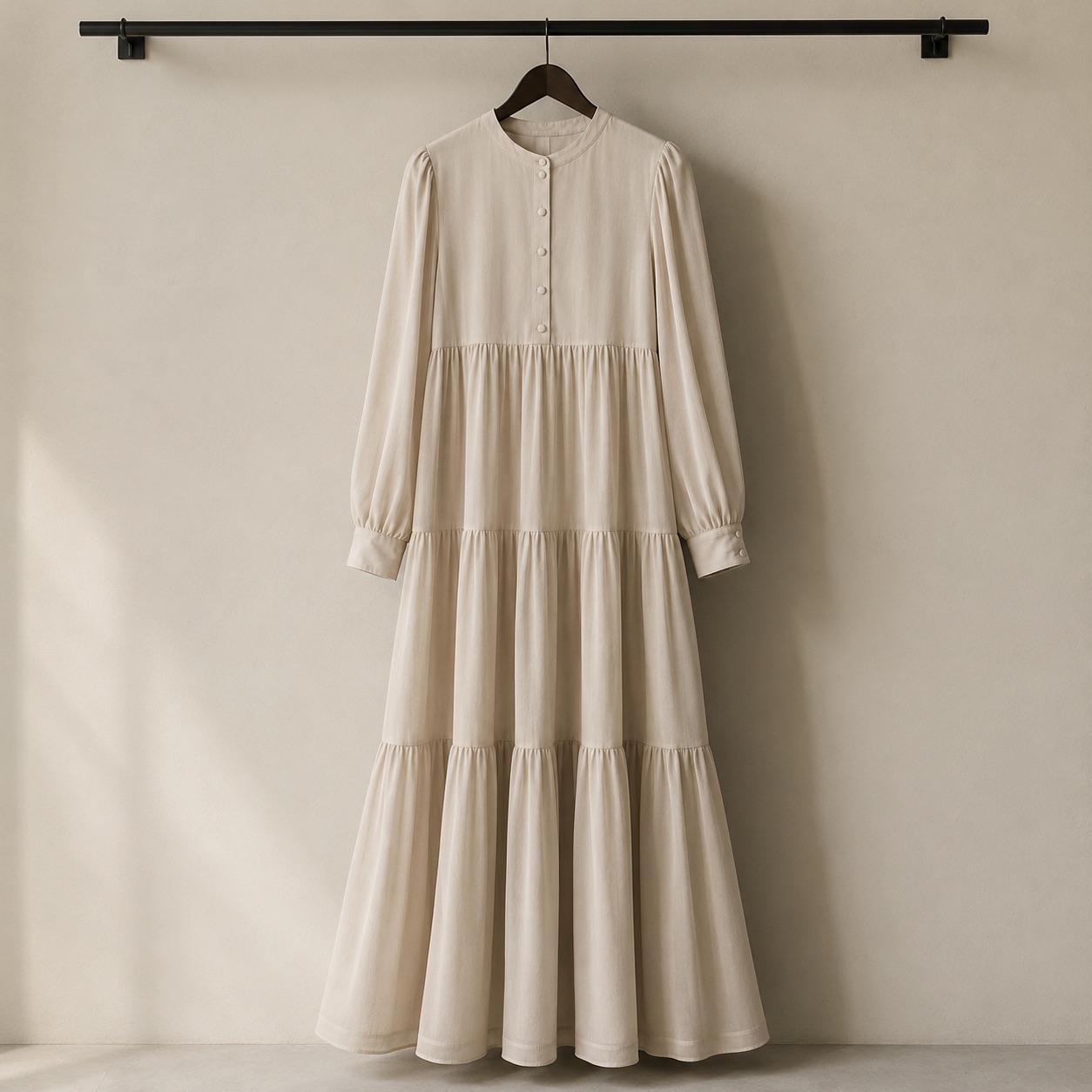 Quantock tiered maxi dress — Long Dresses by RUQYAH. product photograph on a white background.