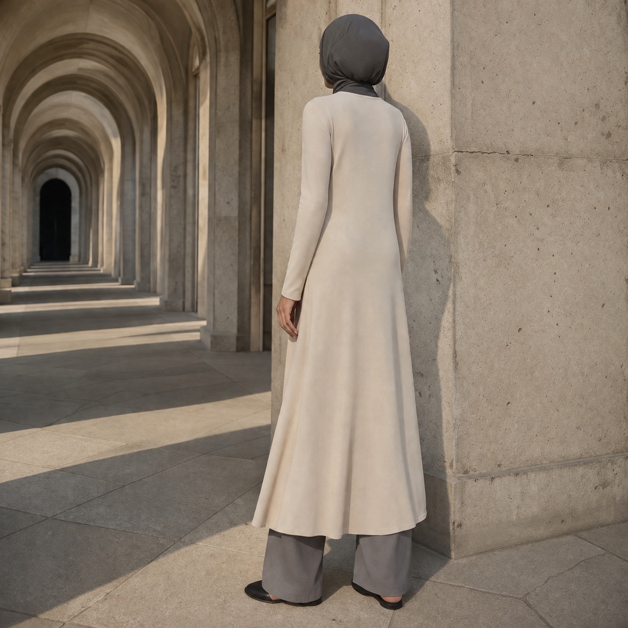 Thornbury column dress — Long Dresses by RUQYAH. worn by a model.
