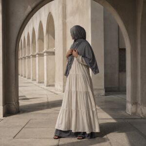 Marlow tiered maxi dress — Long Dresses by RUQYAH. worn by a model.