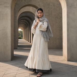 Marlow tiered maxi dress — Long Dresses by RUQYAH. worn by a model.