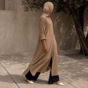 Brackenmoor shirt dress — Long Dresses by RUQYAH. worn by a model.