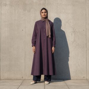 Nettlebed shirt dress — Long Dresses by RUQYAH. worn by a model.