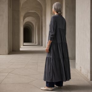 Dunwich tiered maxi dress — Long Dresses by RUQYAH. worn by a model.