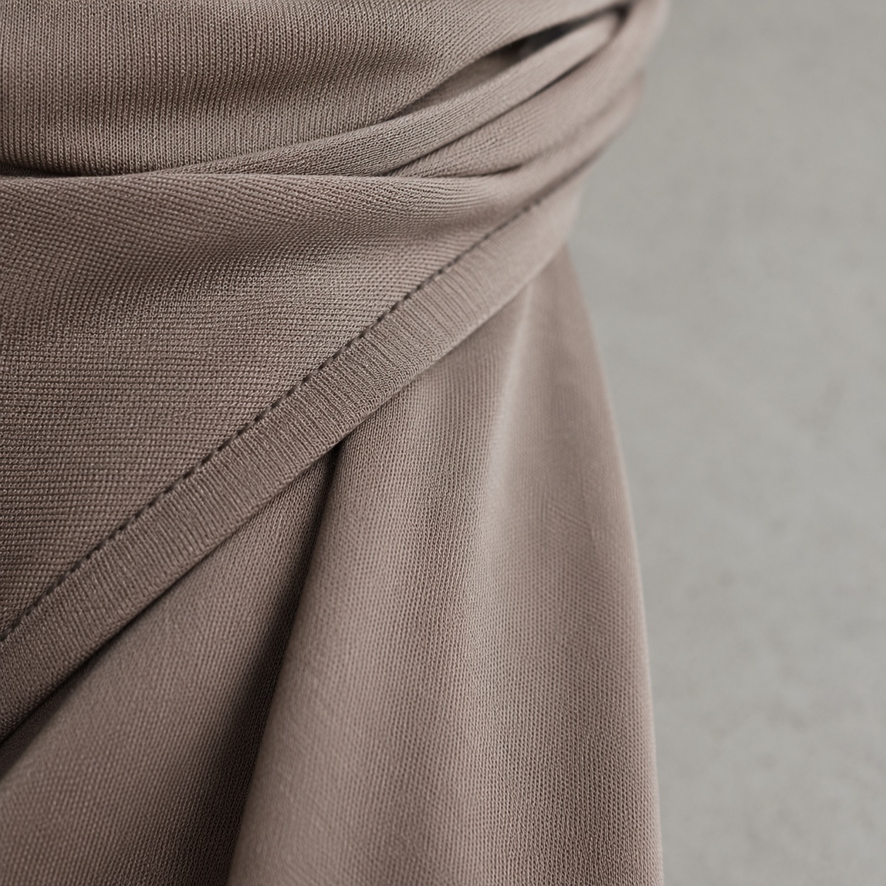Lindisfarne jersey wrap headscarf — Shawls & Headscarves by RUQYAH. close detail of the fabric and finish.