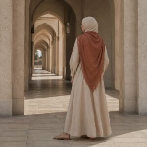 Brackenmoor square headscarf — Shawls & Headscarves by RUQYAH. worn by a model.