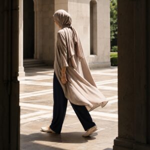 Elmsett square headscarf — Shawls & Headscarves by RUQYAH. worn by a model.