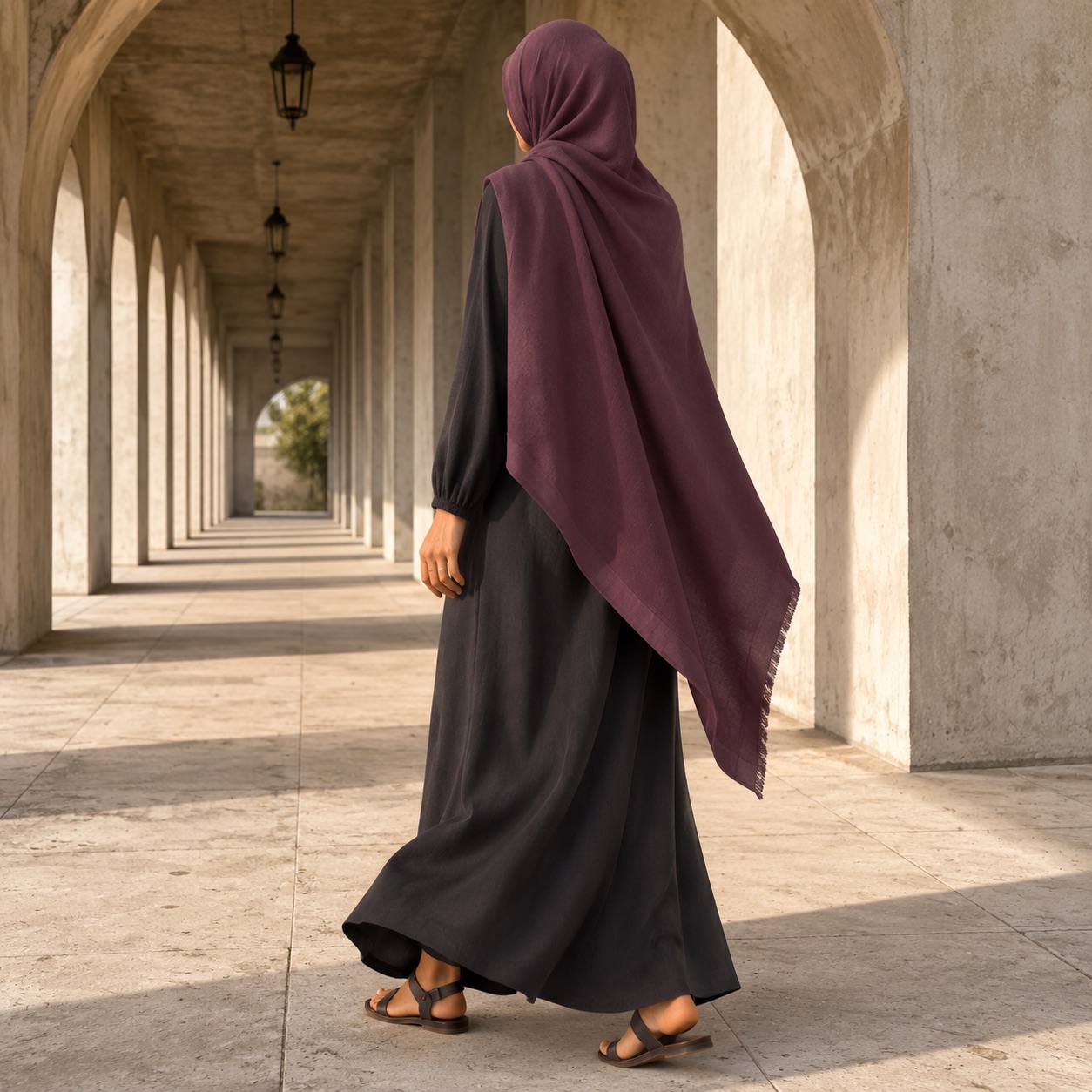 Purbeck square headscarf — Shawls & Headscarves by RUQYAH. worn by a model.