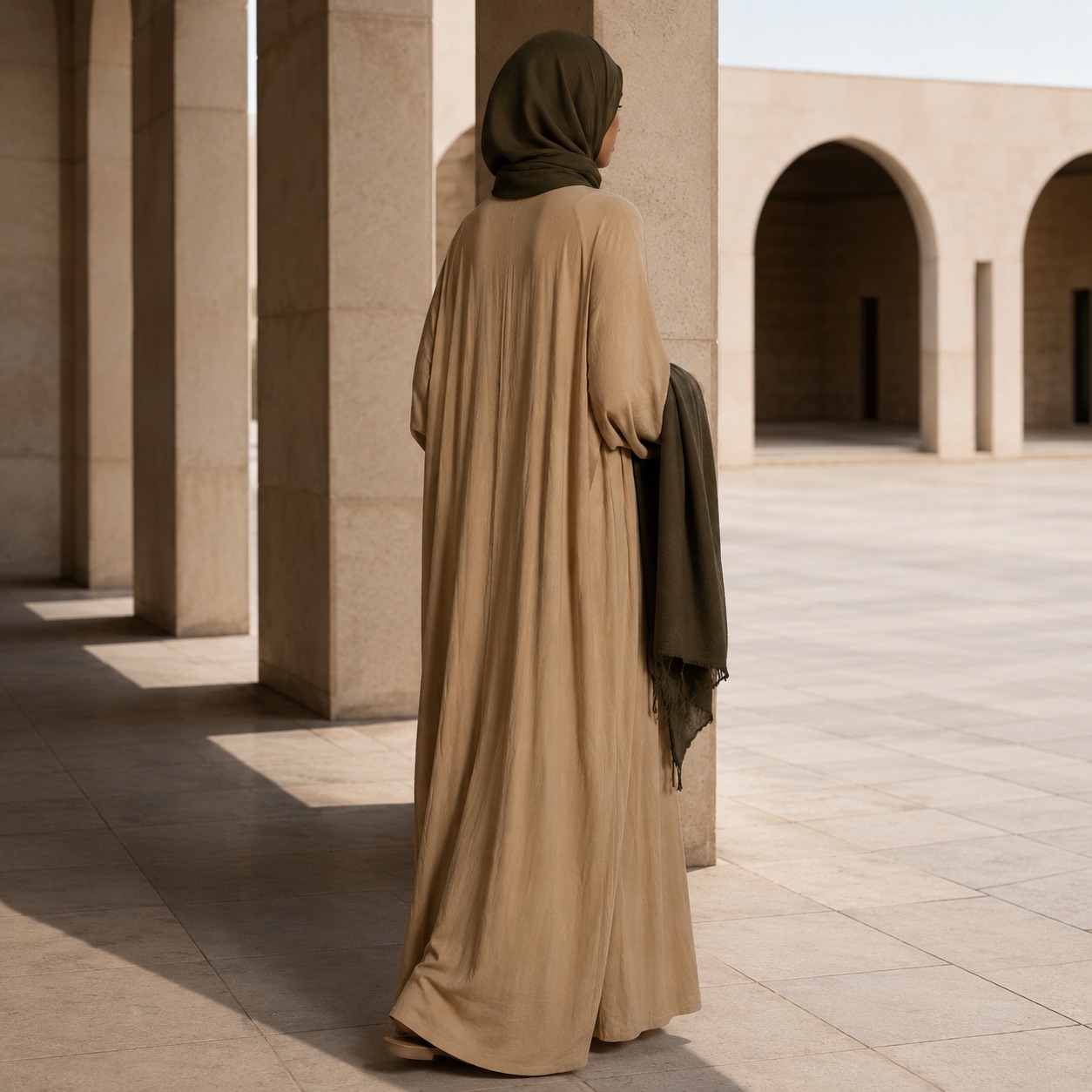 Granta rectangular shawl — Shawls & Headscarves by RUQYAH. worn by a model.