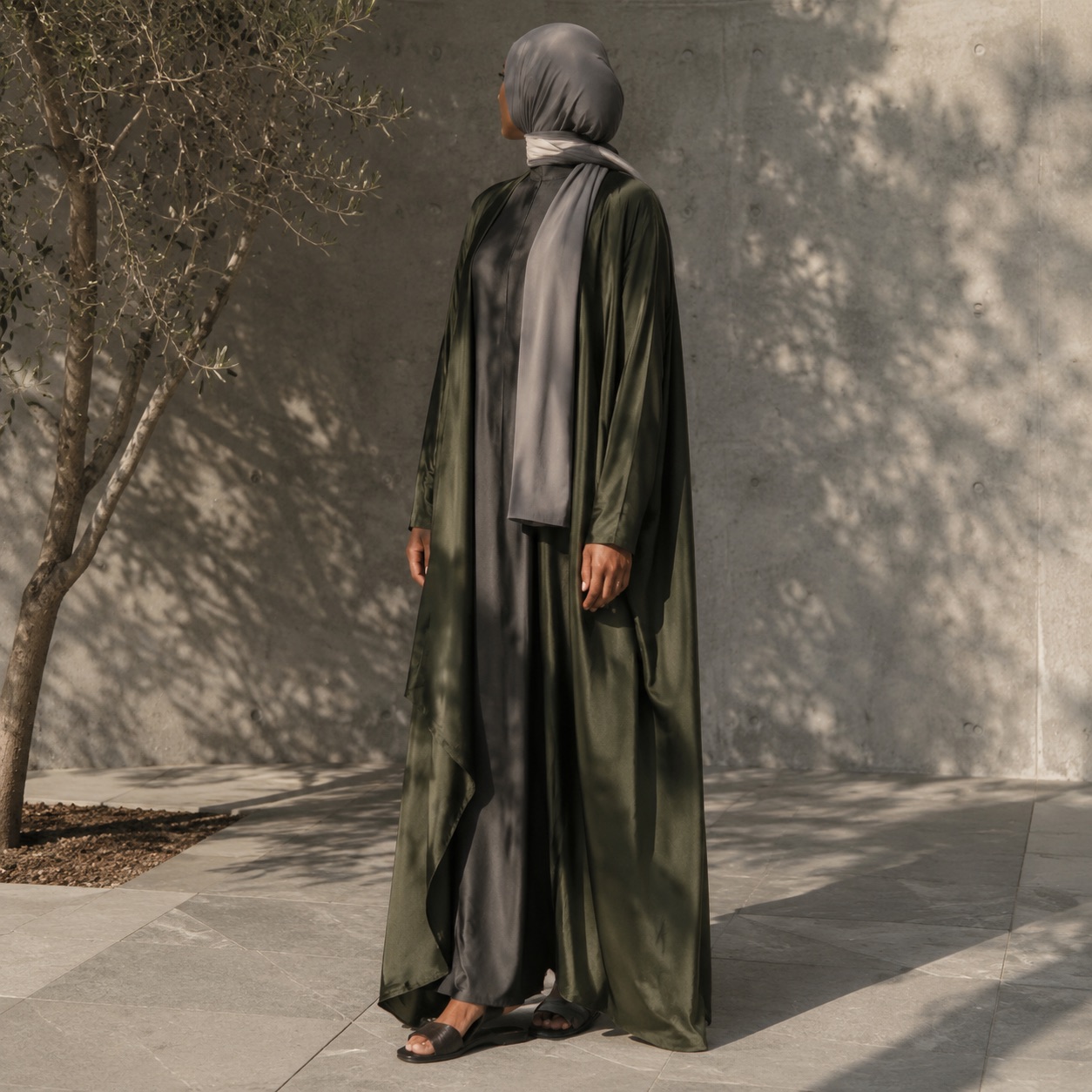 Thornbury jersey wrap headscarf — Shawls & Headscarves by RUQYAH. worn by a model.