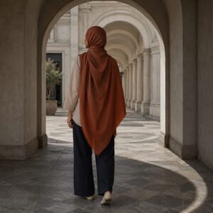 Holloway square headscarf — Shawls & Headscarves by RUQYAH. worn by a model.