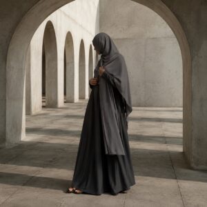 Fenwick square headscarf — Shawls & Headscarves by RUQYAH. worn by a model.