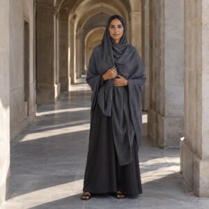 Fenwick square headscarf Shawls & Headscarves. modelled, front view.