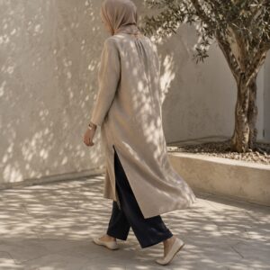 Granta longline tunic — Tunics & Overtops by RUQYAH. worn by a model.