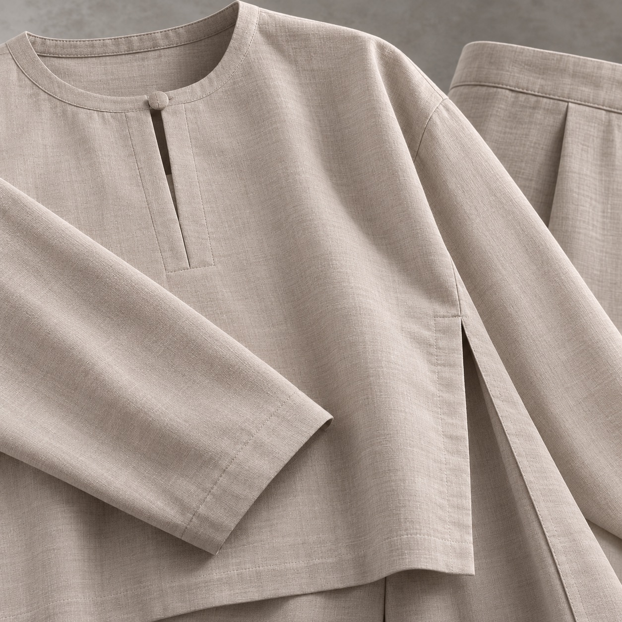Ashridge longline tunic — Tunics & Overtops by RUQYAH. close detail of the fabric and finish.