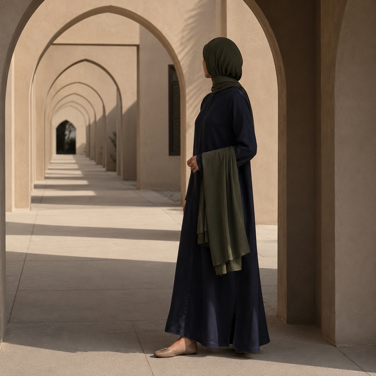 Nettlebed kaftan tunic — Tunics & Overtops by RUQYAH. worn by a model, side view.