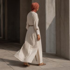 Selborne longline tunic — Tunics & Overtops by RUQYAH. worn by a model.