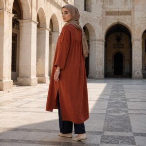 Orford longline tunic — Tunics & Overtops by RUQYAH. worn by a model.