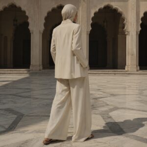 Fenwick wide-leg trouser set — Trouser Sets by RUQYAH. worn by a model.