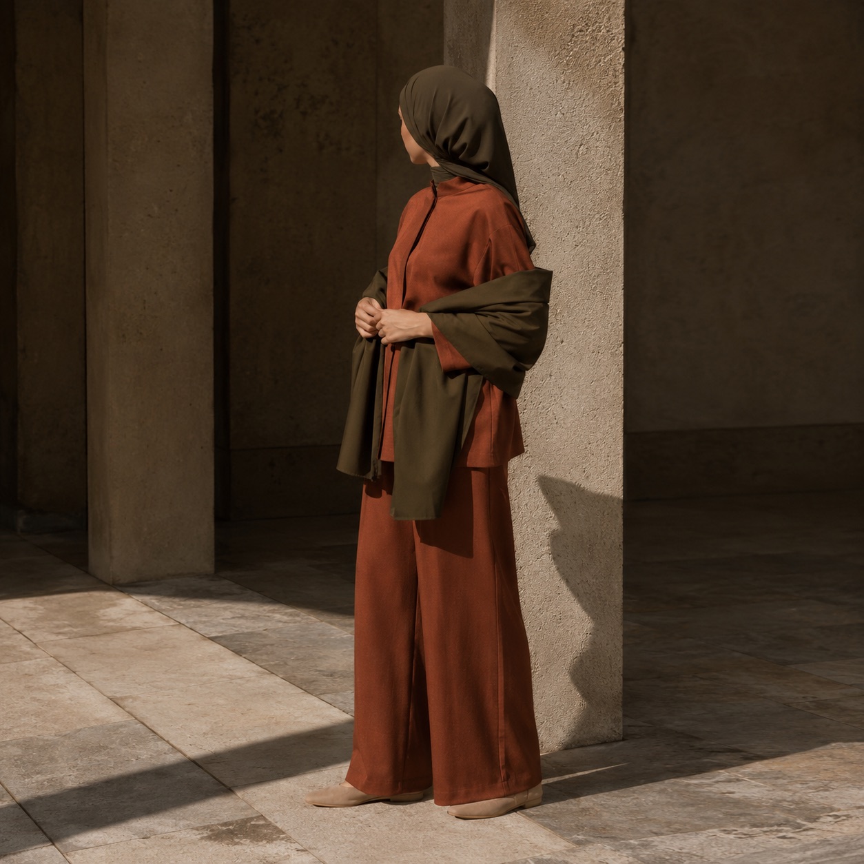 Granta wide-leg trouser set — Trouser Sets by RUQYAH. worn by a model.