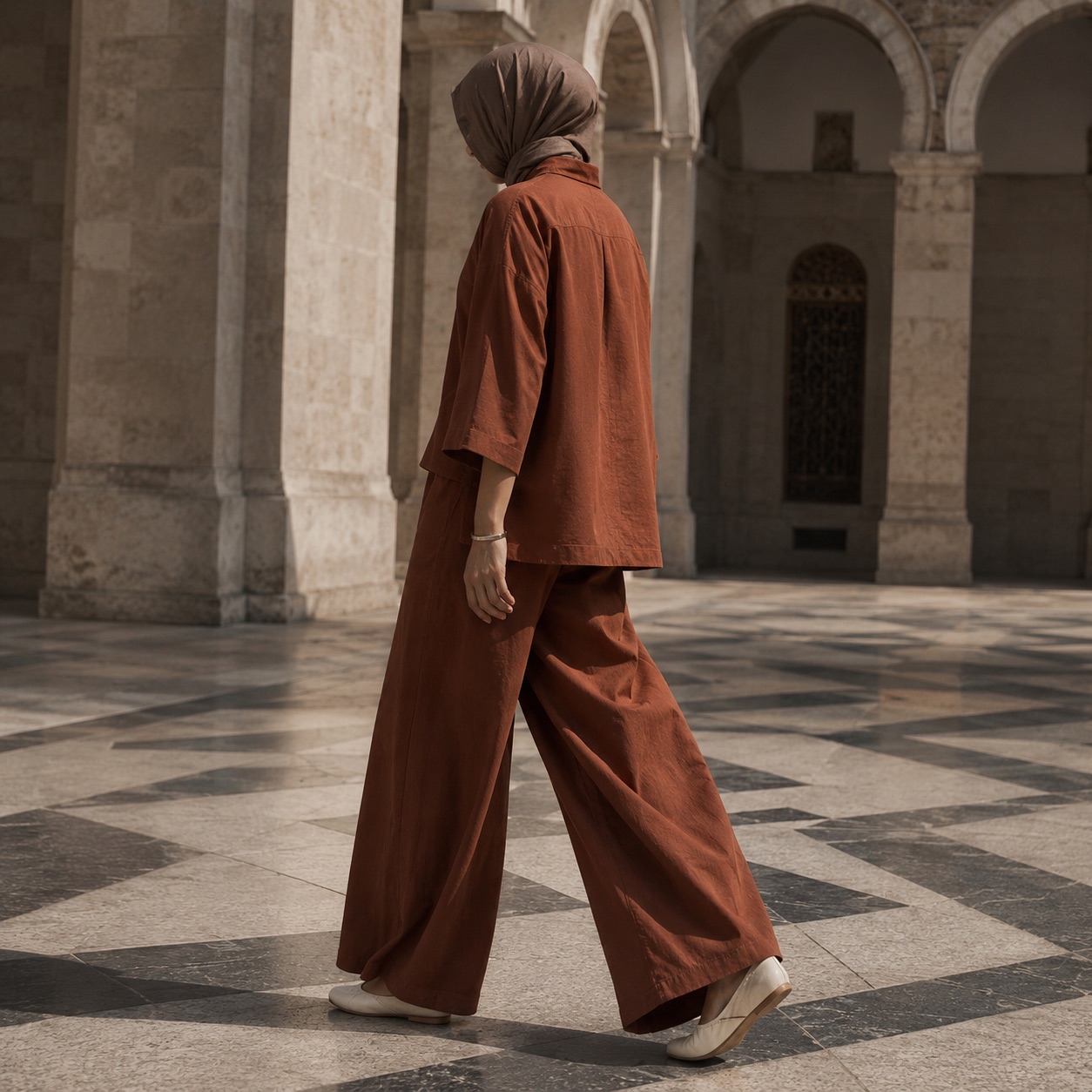 Quantock palazzo co-ord — Trouser Sets by RUQYAH. worn by a model.