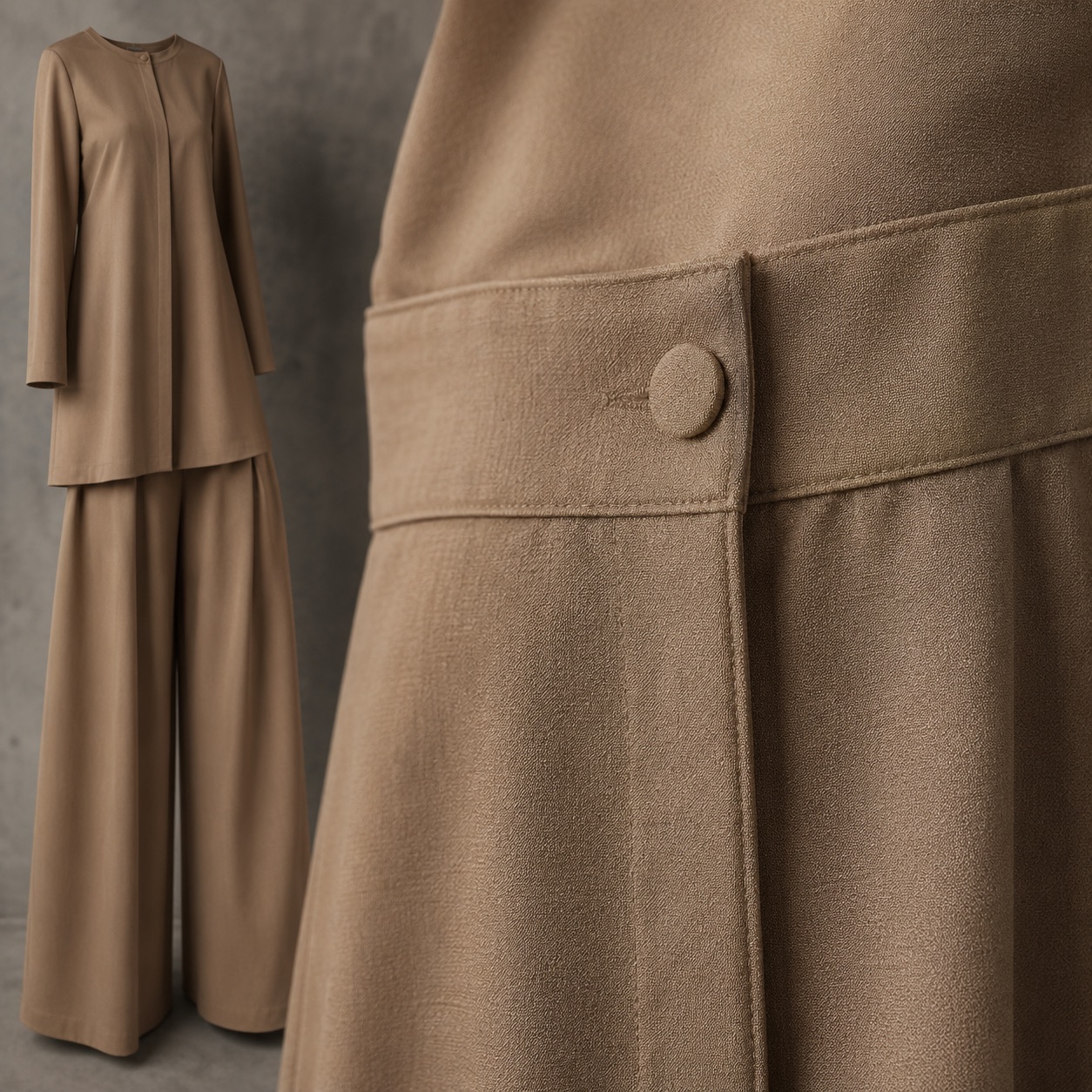 Kestrel palazzo co-ord — Trouser Sets by RUQYAH. close detail of the fabric and finish.